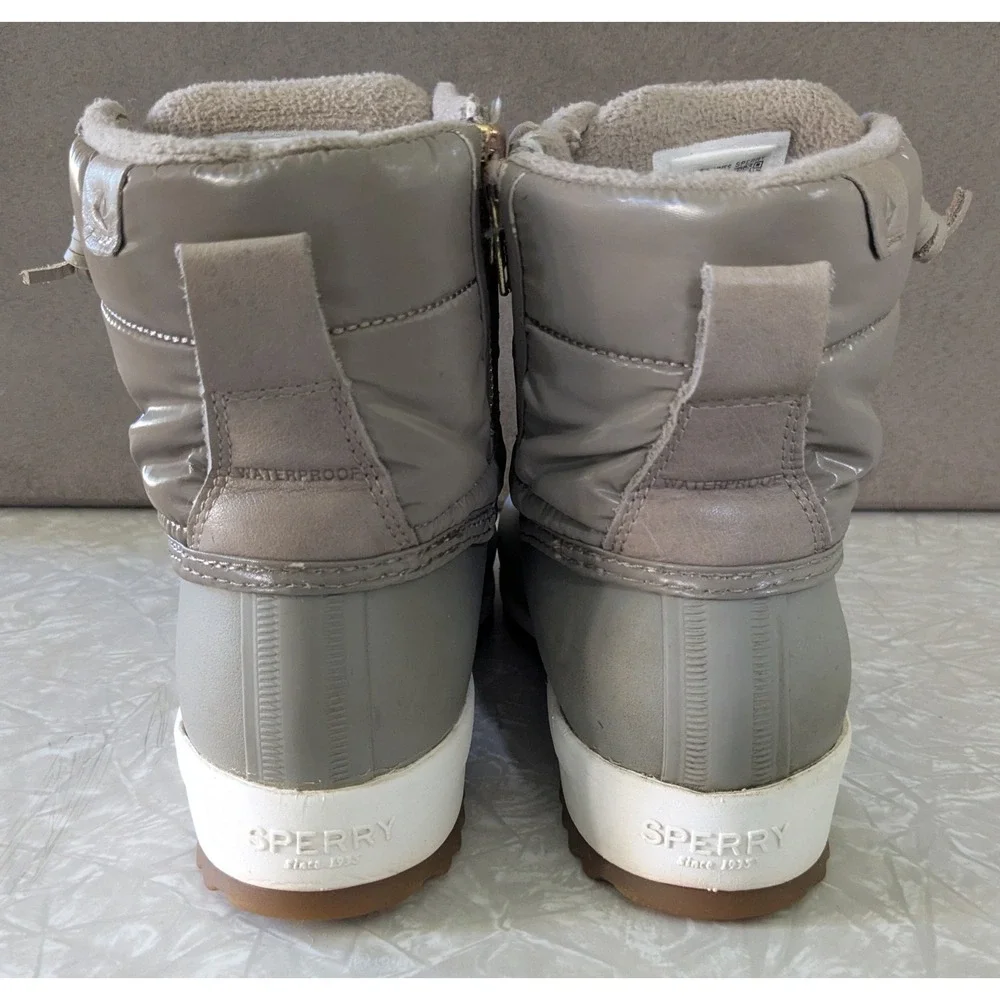 Sperry Saltwater Puffer Duck Boots Womens 6.5 Waterproof Thinsulate Taupe